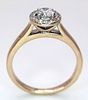 A 18K YELLOW GOLD DIAMOND HALO RING. 0.35CT TOTAL WITH A 0.24CT MAIN CENTRE ROUND BRILLIANT CUT Image - 3