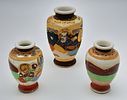 Three Vintage Hand-Painted Japanese Satsuma Vases. 13cm largest piece.Image - 1