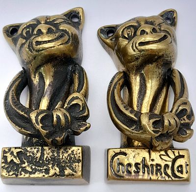 Two Antique Brass Cat Form Door Knockers. 8cm.