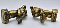 Two Antique Brass Cat Form Door Knockers. 8cm.Image - 5