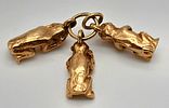 A 9K YELLOW 3 MONKEYS CHARM - HEAR NO EVIL, SEE NO EVIL AND SPEAK NO EVIL. 3.8G. SC- 1040.Image - 1