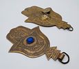 Two antique, Hand of Fatima, Wall Hanging Amulets, nice engraved patterns. 17cm and 13cm.Image - 1