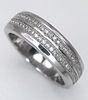 A 9K white gold diamond double row ring, 0.18ct diamond weight, 5.9g total weight, ring size S. Image - 2
