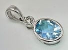 A 9K WHITE GOLD DIAMOND AND AQUAMARINE PENDANT. 1G. SC-1042.Image - 1
