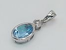 A 9K WHITE GOLD DIAMOND AND AQUAMARINE PENDANT. 1G. SC-1042.Image - 2