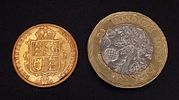 An 1891 Queen Victoria Half Sovereign 22k Gold Coin. Sydney mint, shield back. No initials. C-1003.Image - 2