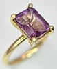 An 18k yellow gold diamond and amethyst ring. 0.1ct diamond. 2.25ct amethyst. 3.5g total Image - 2