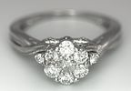 A 9k white gold, diamond cluster ring, 0.20ct diamond, 3.1g total weight, size J. 2613H.Image - 3