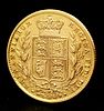 An 1872 Queen Victoria, 22K Gold Full Sovereign Coin. Shield back. Melbourne mint. EF grade but Image - 1