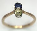 A 18K yellow gold diamond and sapphire ring, 0.25ct diamond weight, 0.24ct sapphire weight Image - 1