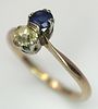 A 18K yellow gold diamond and sapphire ring, 0.25ct diamond weight, 0.24ct sapphire weight Image - 2