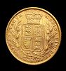AN 1870 QUEEN VICTORIA, YOUNG BUN HEAD, SHIELD BACK 22K GOLD FULL SOVEREIGN. COIN DIE NUMBER 1. Image - 1
