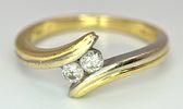 An 18k yellow gold diamond crossover ring, 0.10ct diamond weight, 3.3g total weight, size K1/2. Image - 1
