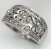A 9k white gold, decorative diamond floral ring, 7g total weight, 0.09ct diamond weight, size Image - 2
