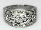 A 9k white gold, decorative diamond floral ring, 7g total weight, 0.09ct diamond weight, size Image - 3
