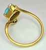 An 18k yellow gold turquoise and pearl ring. 8x6mm turquoise cabochon, 3.3g total weight, size Image - 4