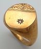 A 9k yellow gold diamond oval signet ring. 5.3g total weight. 0.01ct diamond weight. size X. Image - 2