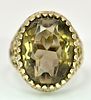 A 9k yellow gold Smokey quartz ring - 1.5cmx1.2cm quartz size. 5.4g total weight. Size M. SH1912I.Image - 1