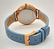 A Skagen Quartz Ladies Watch. Blue leather strap. Gilded case - 37mm. Mother of Pearl Dial. In Image - 3