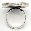 A vintage 925 silver ring featuring a circular shell inlay. Ring size: K&frac12;. Total weight: Image - 3