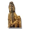 A rare and large vintage hand carved Agarwood Guanyin deity Statue seated on clouds, sculpted Image - 1