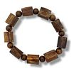 A Natural Agarwood Cylindrical prayer Bead Bracelet. Mixed round and cylindrical agarwood beads Image - 1