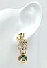 A Pair of 18K Gold and Turquoise Drop Earrings. 4cm. 4.7g total weight.Image - 1