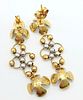 A Pair of 18K Gold and Turquoise Drop Earrings. 4cm. 4.7g total weight.Image - 2