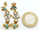 A Pair of 18K Gold and Turquoise Drop Earrings. 4cm. 4.7g total weight.Image - 3