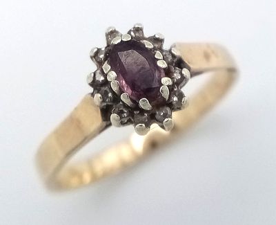 Extremely pretty vintage 9 CARAT GOLD, AMETHYST RING. Full UK hallmark. 2.07 grams. Size L 1/2.
