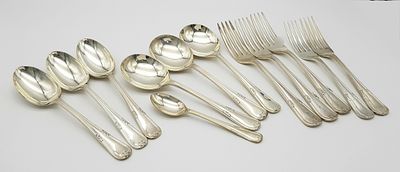 Twelve Pieces of Walker and Hall Sterling Silver Flatware. All hallmarked and in unused