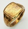 A Vintage 9K Yellow Gold Signet Ring. Full UK hallmarks. Size P. 8.3g.Image - 1