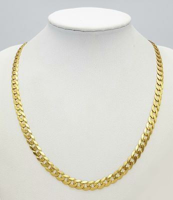 A 9K GOLD CURB LINK NECKLACE CHAIN . 50cms , 15.7gms