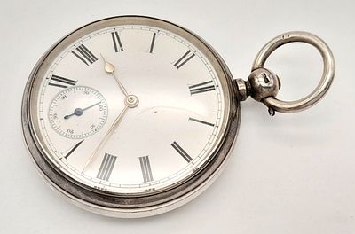 Antique SILVER OPEN FACE POCKET WATCH . Birmingham 1883. Very nice condition,but Stops and