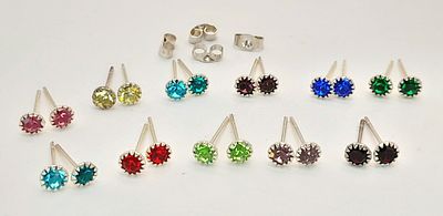 11x PAIRS OF STERLING SILVER MULTI COLOURED STONE SET STUD EARRINGS - WITH 2 PAIRS OF STERLING