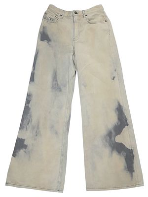 A pair of Acne Studios beige washed denim jeans featuring a high rise waist and classic