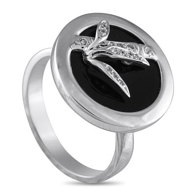 A Carrera y Carrera Bambu 18K White Gold 0.07ct Diamond Ring. The sleek 18K White Gold setting