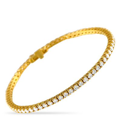 A 14K Yellow Gold 4.40ct Lab-Grown Diamond Tennis Bracelet. The simple 14K Yellow Gold setting