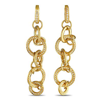 A pair of Di Modolo 18K Yellow Gold 1.30ct Diamond Dangle Earrings. Features diamonds totaling