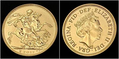 A 2017 Queen Elizabeth II Proof Condition Full Sovereign Coin. 22K Gold.