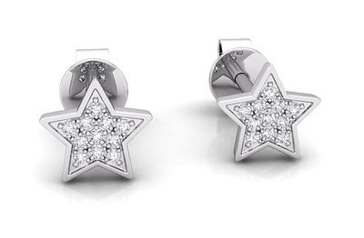 A stunning pair of 18ct White Gold Rubover Set Round Brilliant Cut Diamond Star Stud Earrings.