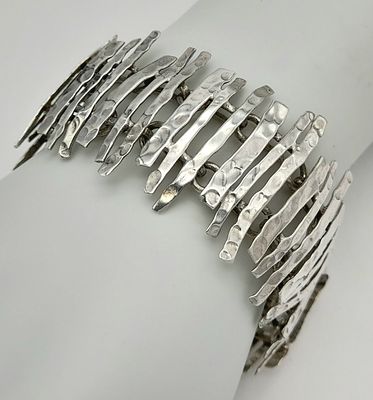 A 925 Silver Rustic Fence Bracelet. 17cm. 34g.