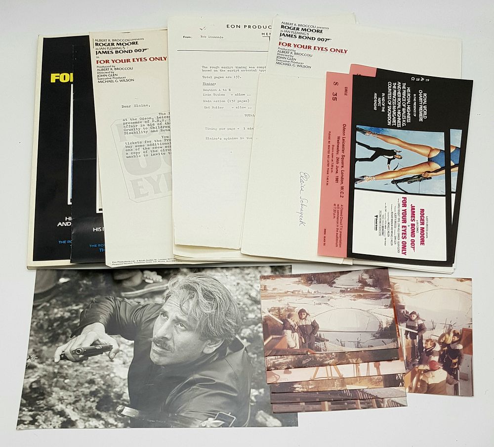 A James Bond 'For Your Eyes Only' Movie Memorabilia Package. From the estate of the films 