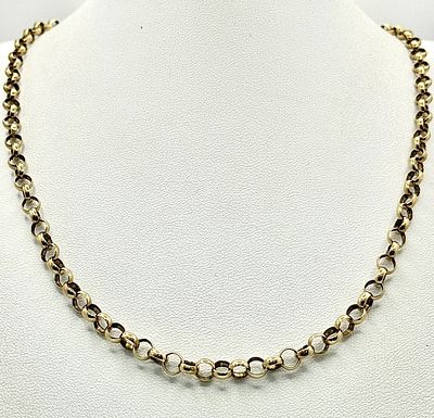 A 9K Yellow Gold (tests as) Belcher Link Chain necklace. 60cm. 19.77g.