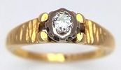 An 18K Yellow Gold Diamond Solitaire Ring. Size J 1/2. 3.15g. Full UK hallmarks.Image - 2