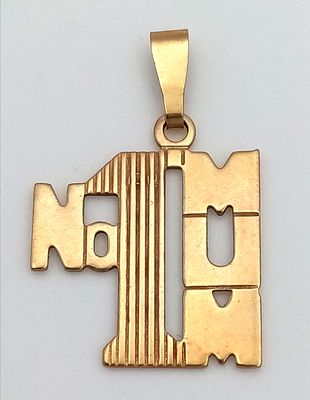 Classic 9 CARAT GOLD ‘No1 MUM’ CHARM/PENDANT. Approx 0. 65 Grams.