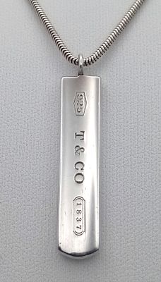 Genuine SILVER TIFFANY NECKLACE and TIFFANY INGOT PENDANT. Consisting a fully hallmarked SILVER 