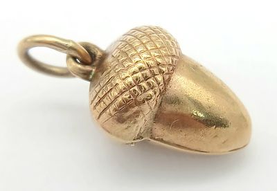 9K YELLOW GOLD ACORN CHARM / PENDANT 0.9G. Ref-A/S 1314 - 3