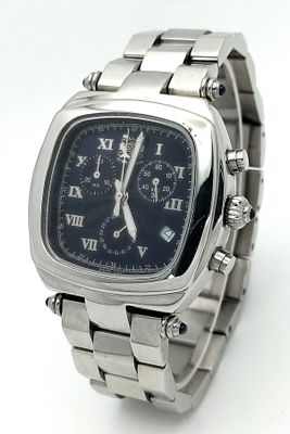 A Very Smart Stainless-Steel Chronograph Watch by Aston Gerard. 37mm Case. Battery Replaced 