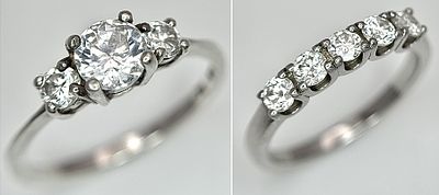 2 X STERLING SILVER STONE SET RINGS. 3.7G. BOTH SIZE L. SC5101.